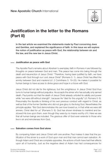 Justification in the letter to the Romans (Part II)