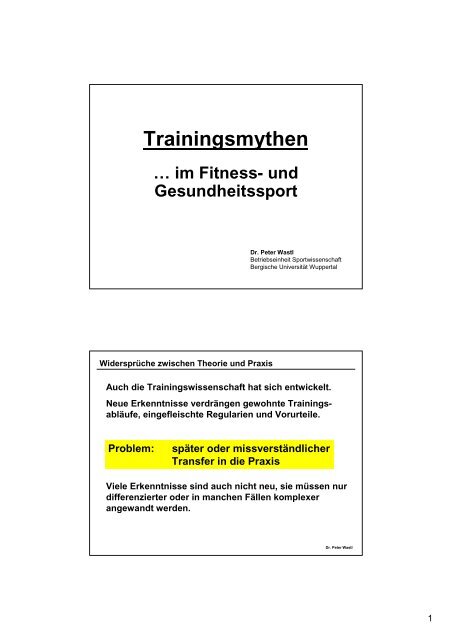 Trainingsmythen … im Fitness- und Gesundheitssport