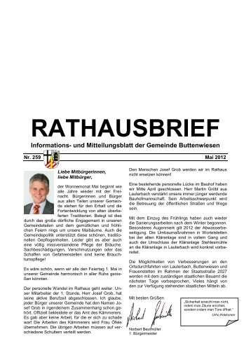 RATHAUSBRIEF Informations- und Mitteilungsblatt der Gemeinde ...