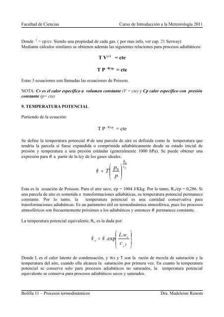 PROCESOS TERMODINÁMICOS EN LA ATMÓSFERA - Unidad de ...