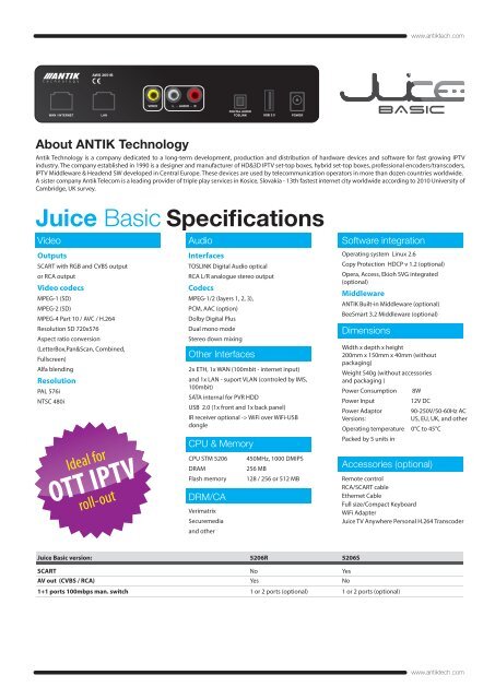 PDF - Product catalogue 2013 - Antik Technology
