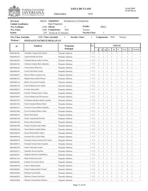 LISTA DE CLASE