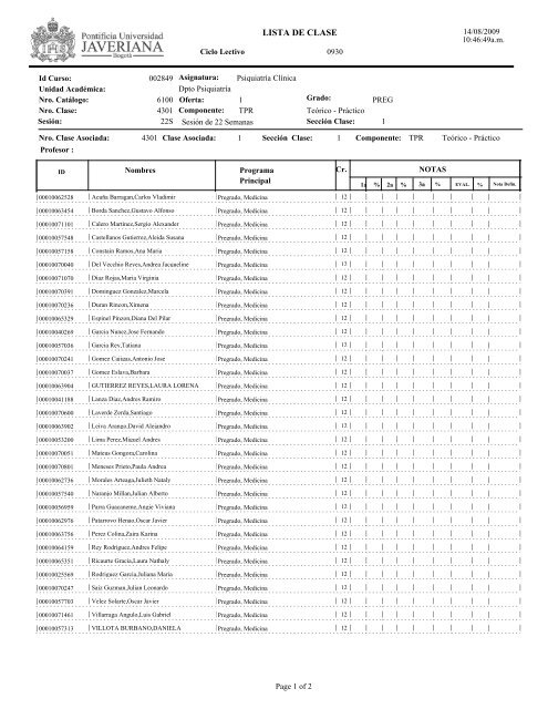 LISTA DE CLASE