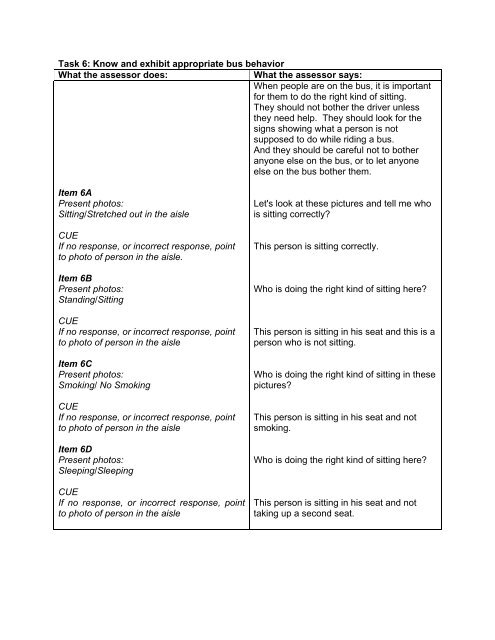 Transportation Skills Assessment Tool: Test Protocol for ... - CAIT