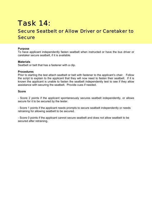 Transportation Skills Assessment Tool: Test Protocol for ... - CAIT