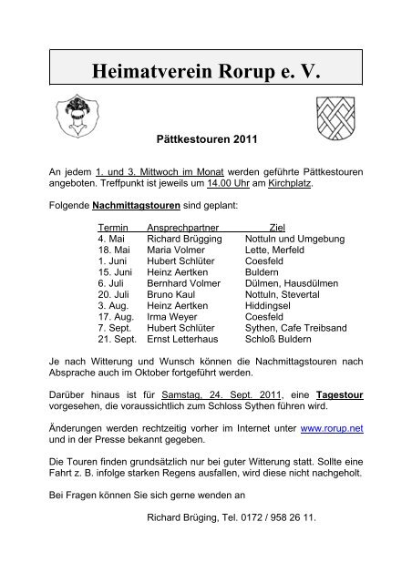 Heimatverein Rorup e. V. Pättkestouren 2011 - Rorup.net