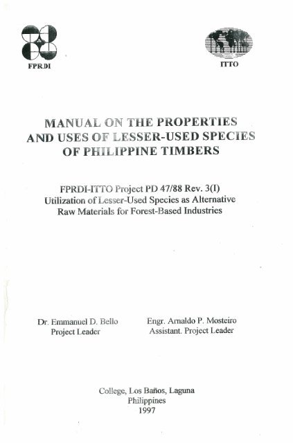 MANUAL ON THE PROPERTIES AND USES OF LESSER ... - ITTO