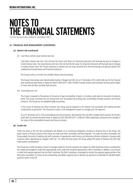 FINANCIAL STATEMENTS - Mewah Group