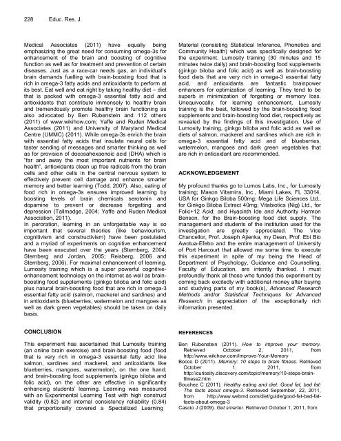 Lumosity training and brain-boosting food effects on learning