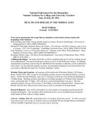 NEH syllabus 2012 revised - Health and Disease in the Middle Ages
