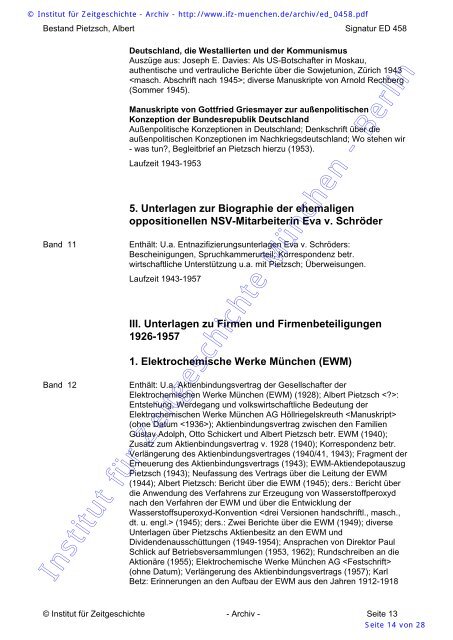 - Archiv - Findmittel online Pietzsch, Albert - Institut für Zeitgeschichte