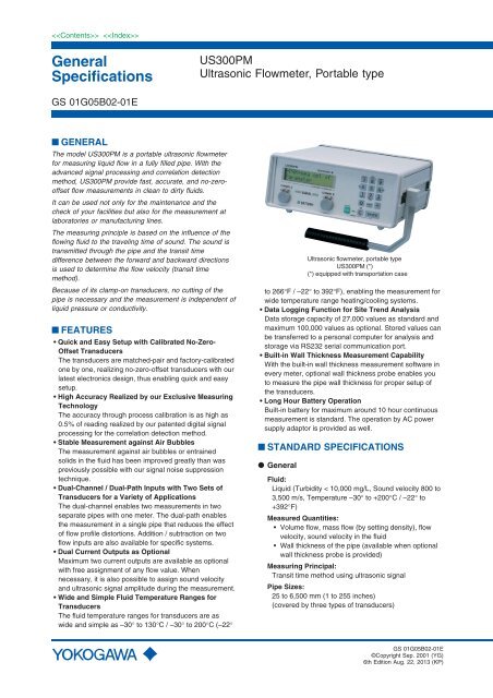 US300PM Ultrasonic Flowmeter, Portable type - Yokogawa