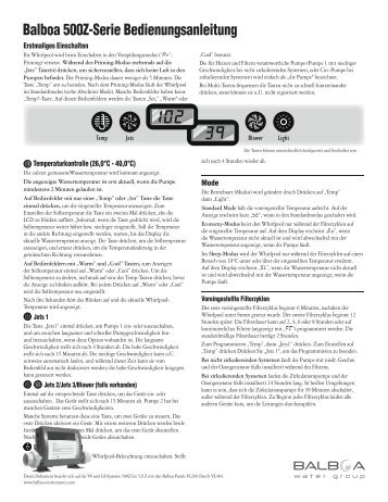 Balboa VS+GS 500Z-Series Reference Card - Beliani.ch