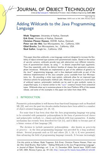 Adding Wildcards to the Java Programming Language