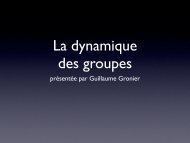 La dynamique des groupes - Guillaume Gronier