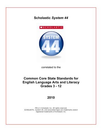 Scholastic System 44 Common Core State Standards for English ...