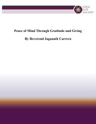 Peace of Mind Through Gratitude and Giving - Yoga Life Society