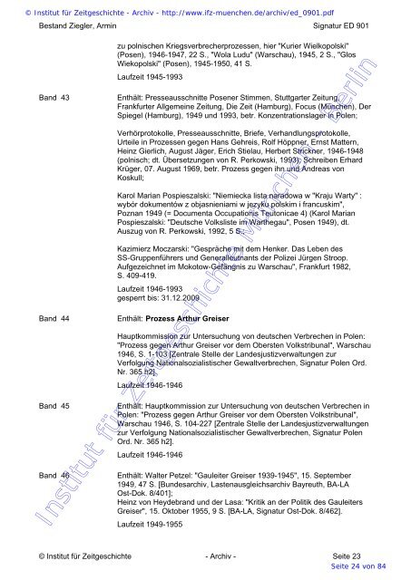 - Archiv - Findmittel online Ziegler, Armin - Institut für Zeitgeschichte