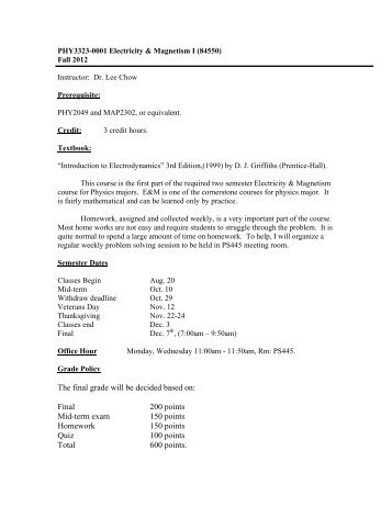 PHY 3323 Syllabus - UCF Physics