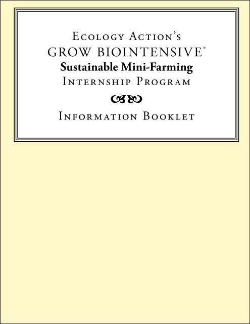 Internship Information Booklet - Ecology Action