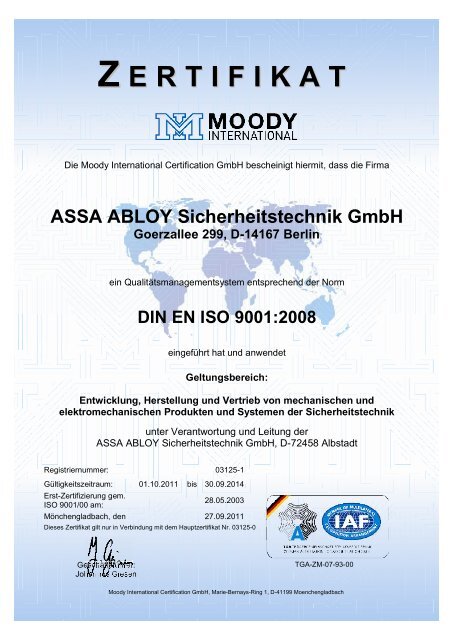 DIN EN ISO 9001:2008 - Assa Abloy