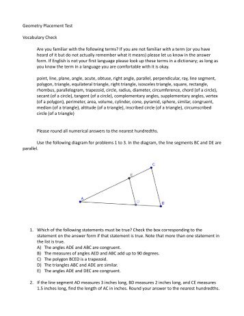 Geometry Placement Test - The Putney School