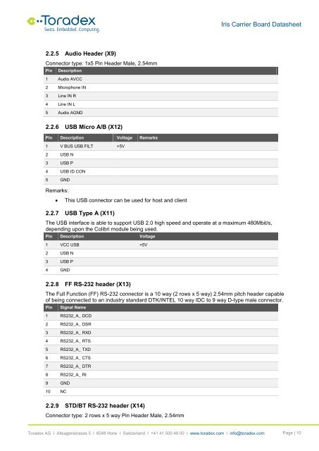 Iris V1.1 Baseboard - Toradex