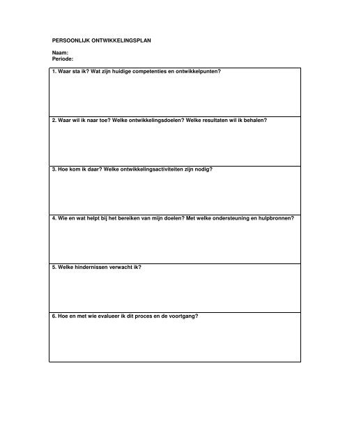 Checklist om tot een POP (persoonlijk ontwikkelingsplan) te komen ...