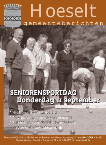 gemeenteberichten van oktober 2003 - Hoeselt.Be