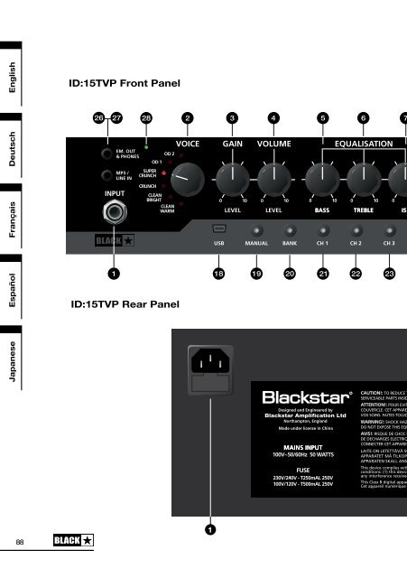 Owner's Manual ID:15TVP and ID:30TVP - Blackstar Amplification