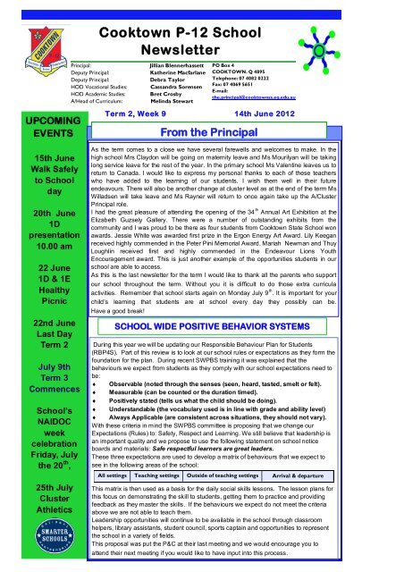 Cooktown P-12 School Newsletter - Cooktown State School