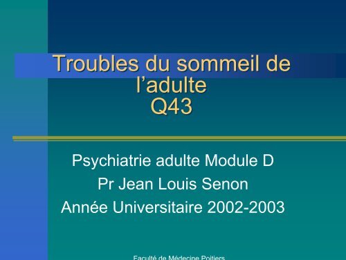 Troubles du sommeil de l'adulte - Psychiatrie Adulte et Psychologie ...