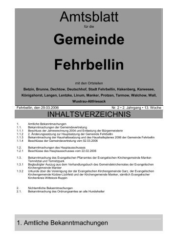 Gemeinde Fehrbellin - verwaltung.gemeinde-fehrbellin.de