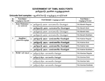 GOVERNMENT OF TAMIL NADU FONTS TK ï¿ Unicode font samples