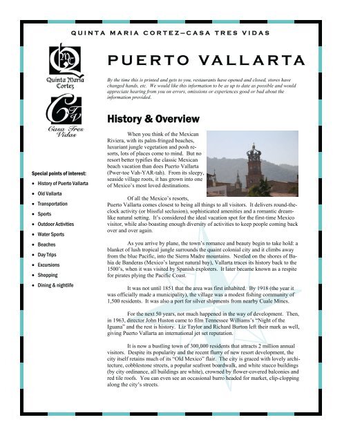 History &amp; Overview - Quinta Maria Cortez