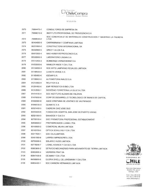 ResoluciÃ³n Proveedores Inscritos Abril 2010 - Chileproveedores