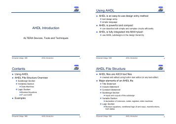 AHDL Introduction Contents Using AHDL AHDL File Structure