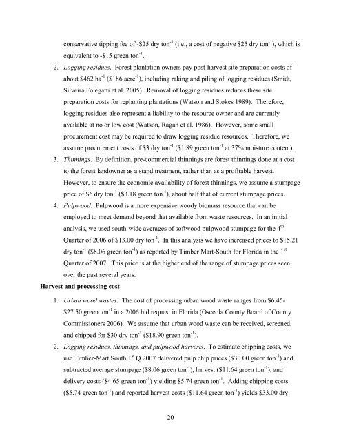 Biomass Resource Assessment Part I - Gainesville Regional Utilities