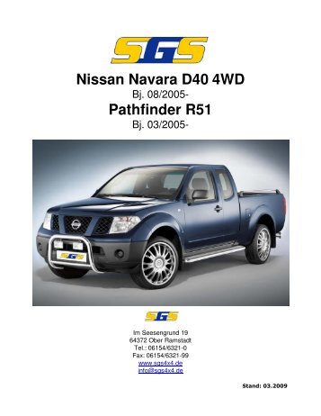 Nissan Navara D40 4WD Pathfinder R51 - SGS