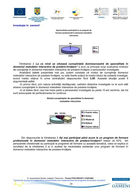 Studiul de cercetare privind nevoile de formare ale cadrelor ...