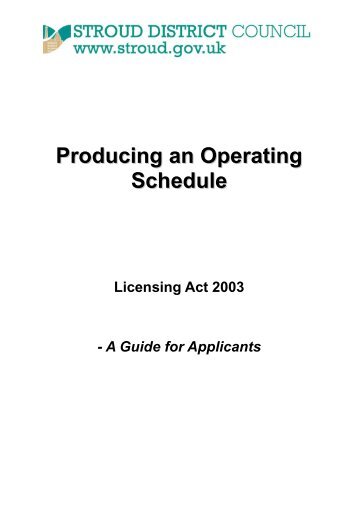 Producing an Operating Schedule for a Premises Licence