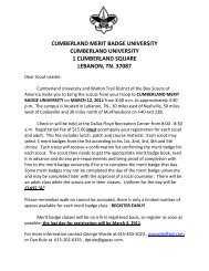 CUMBERLAND MERIT BADGE UNIVERSITY - Cumberland University