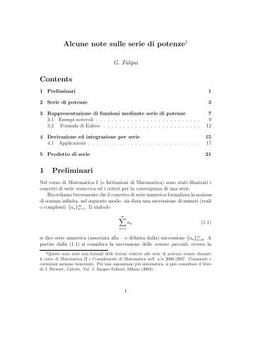versione del 20/03/07 - Matematica e Applicazioni