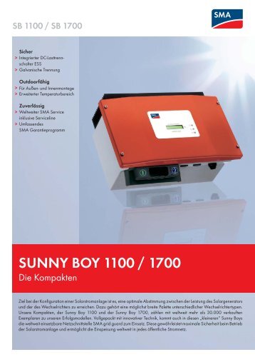 Datenblatt Sunny Boy 1100 / 1700 - Helion Solar