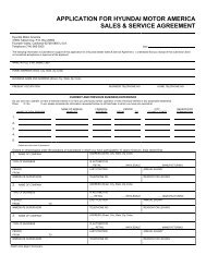 Application for Hyundai Motor America Sales and Service Agreement