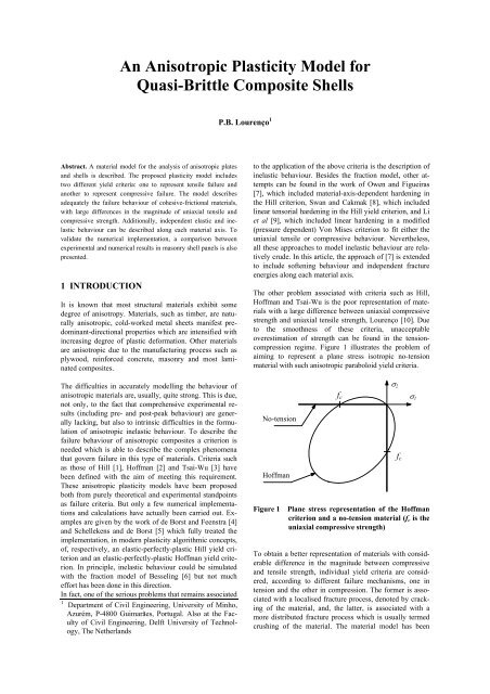 An Anisotropic Plasticity Model for Quasi-Brittle Composite Shells