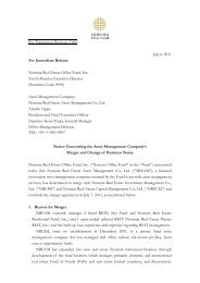 Notice Concerning the Asset Management Company's Merger and ...