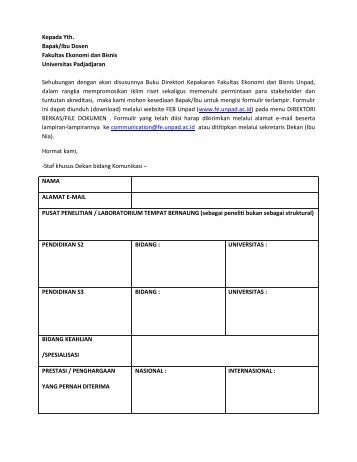 Formulir Direktori Kepakaran - FE Unpad - Universitas Padjadjaran