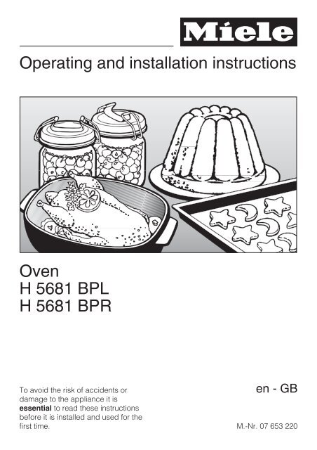 Operating and installation instructions Oven H 5681 BPL H 5681 BPR