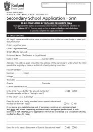 Secondary School Application Form - Rutland County Council